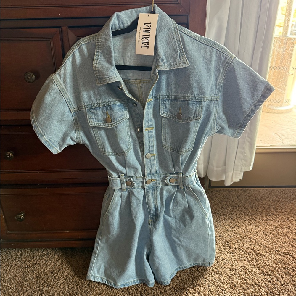 Light Blue Denim Romper